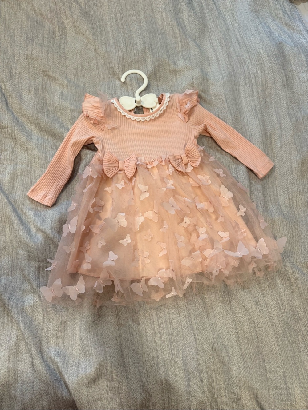 PatPat Pink Lace-Trim Tulle Baby Dress